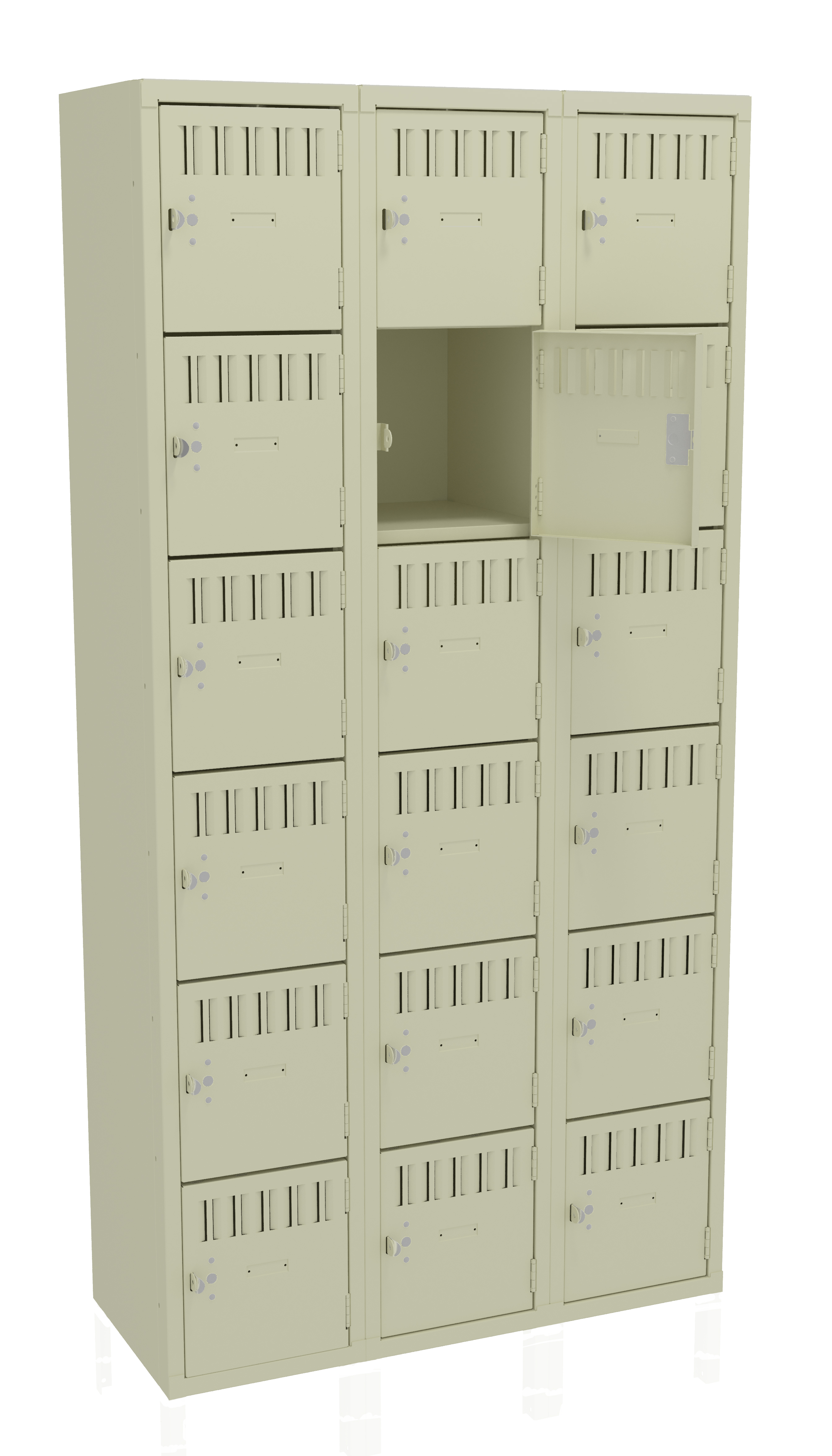 Tennsco 6 High Box Locker – Three Wide, No Legs (Assembled)