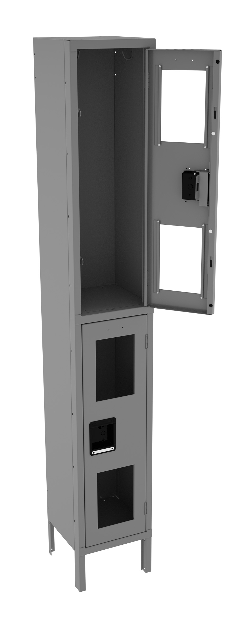 Tennsco Double Tier C-Thru Locker – One Wide With Legs (Assembled)