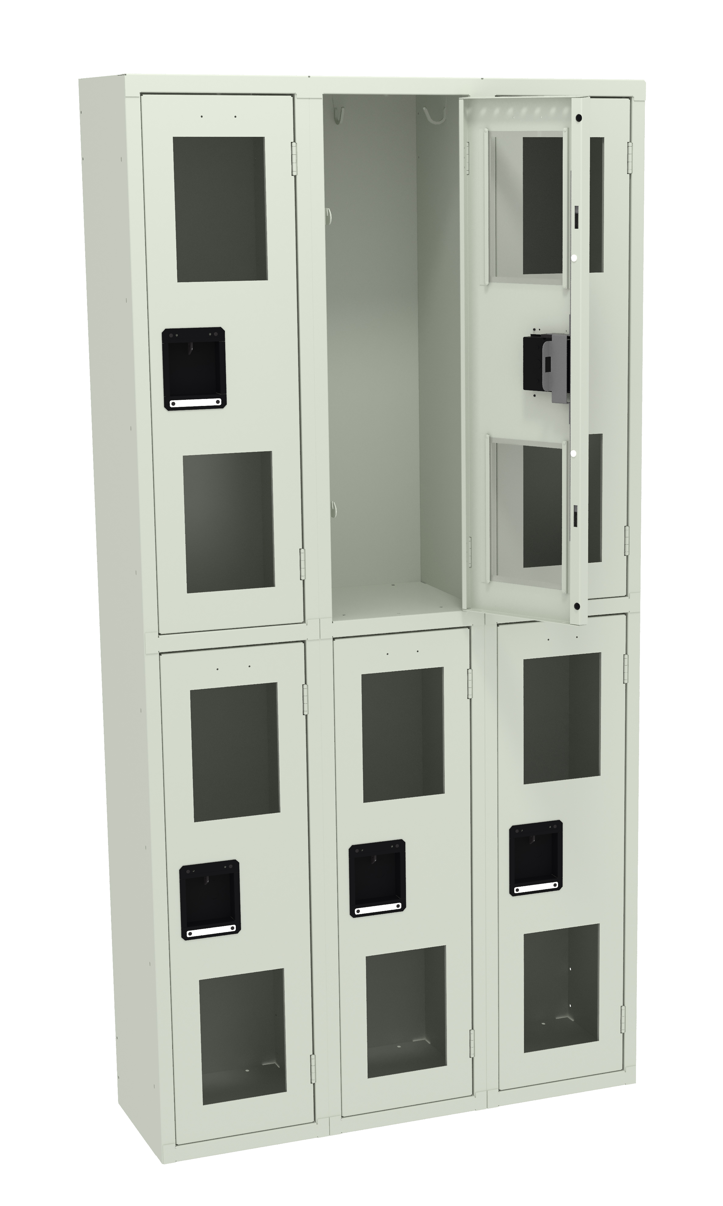 Tennsco Double Tier C-Thru Locker – Three Wide, No Legs (Assembled)