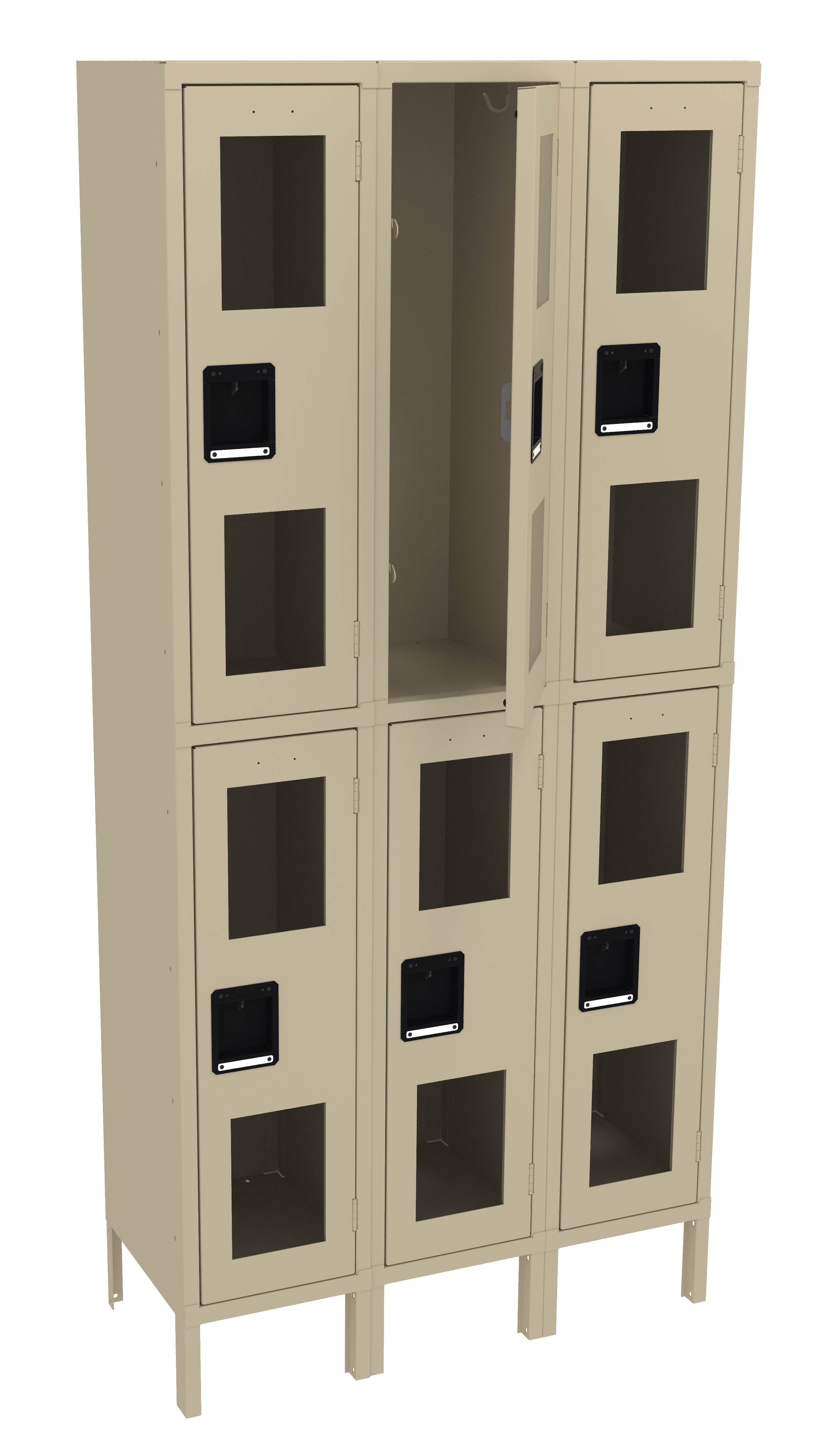 Tennsco Double Tier C-Thru Locker – Three Wide With Legs (Assembled)