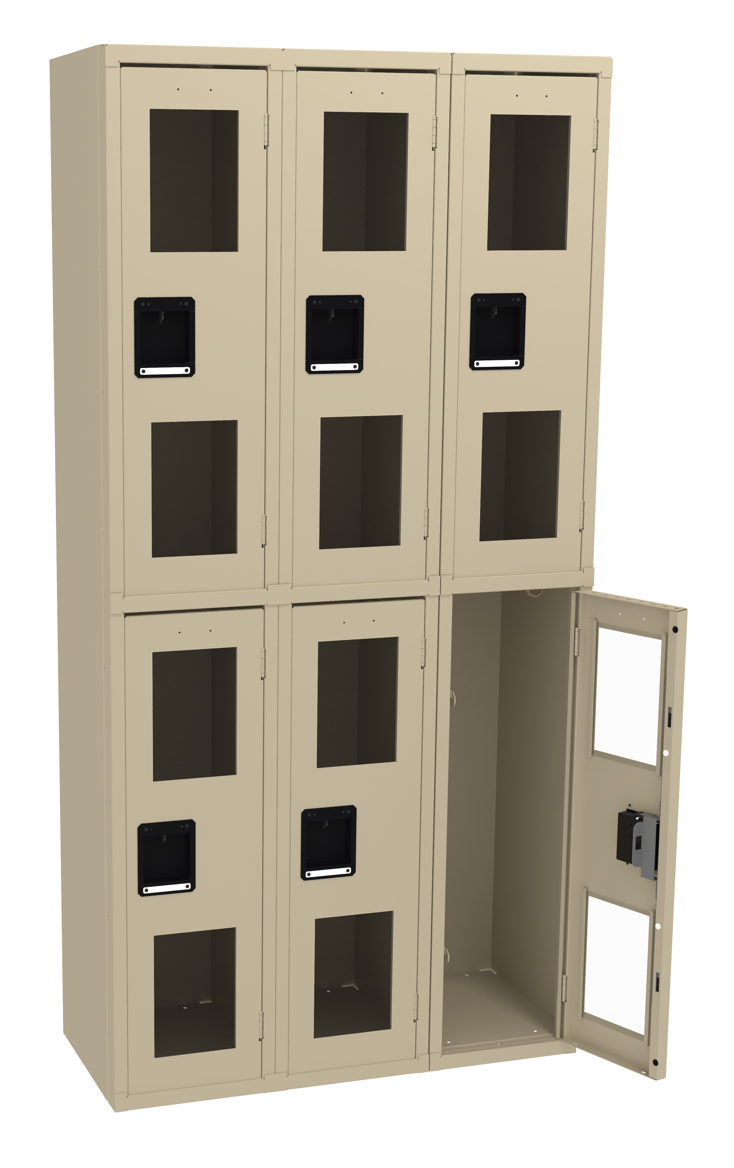 Tennsco Double Tier C-Thru Locker – Three Wide, No Legs (Assembled)