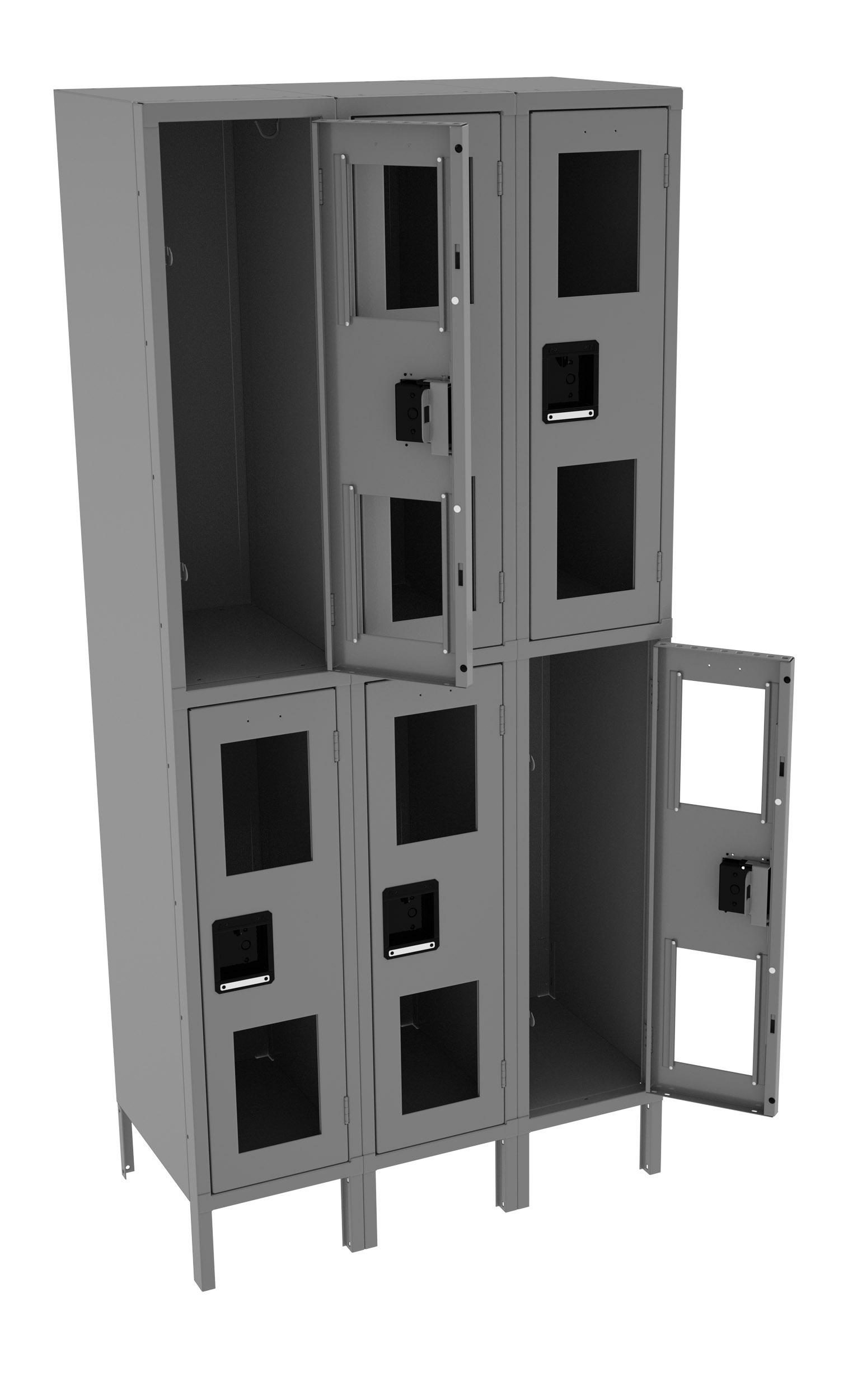 Tennsco Double Tier C-Thru Locker – Three Wide With Legs (Assembled)