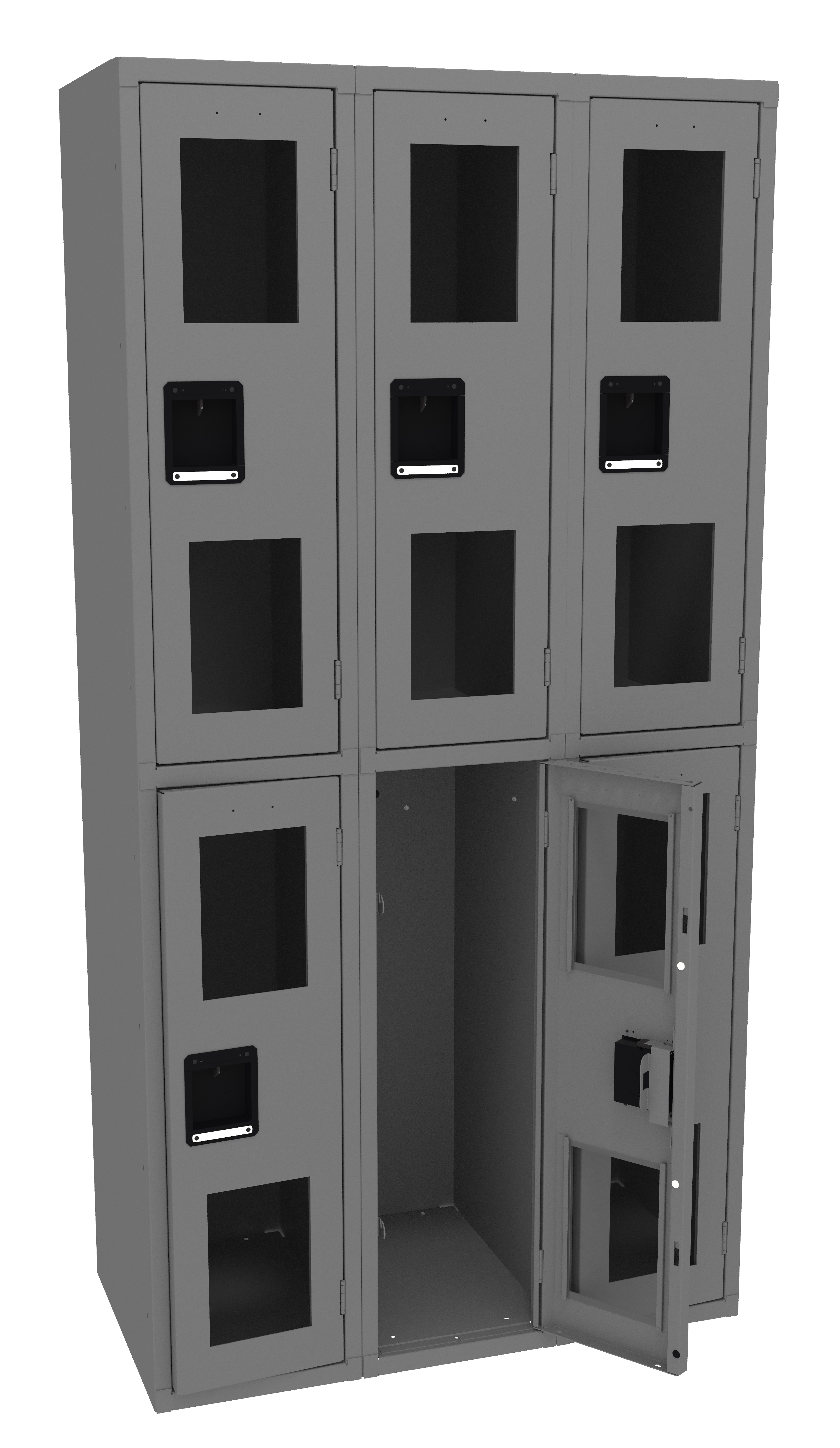 Tennsco Double Tier C-Thru Locker – Three Wide, No Legs (Assembled)