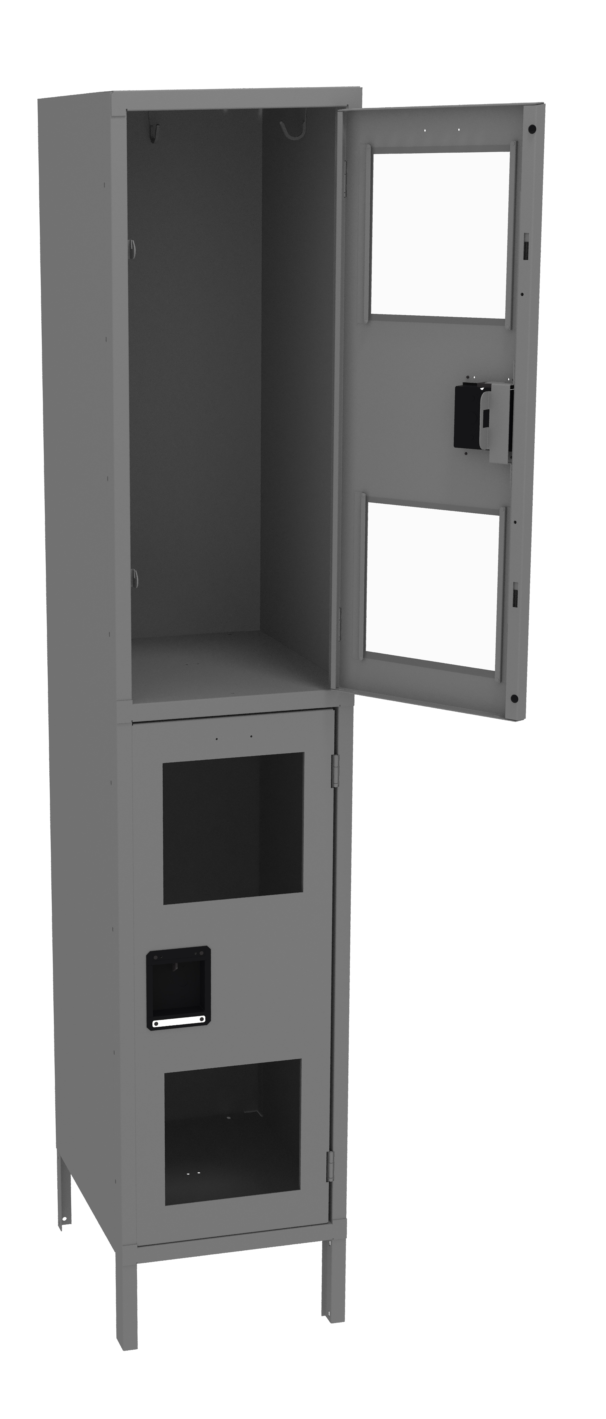 Tennsco Double Tier C-Thru Locker – One Wide With Legs (Assembled)