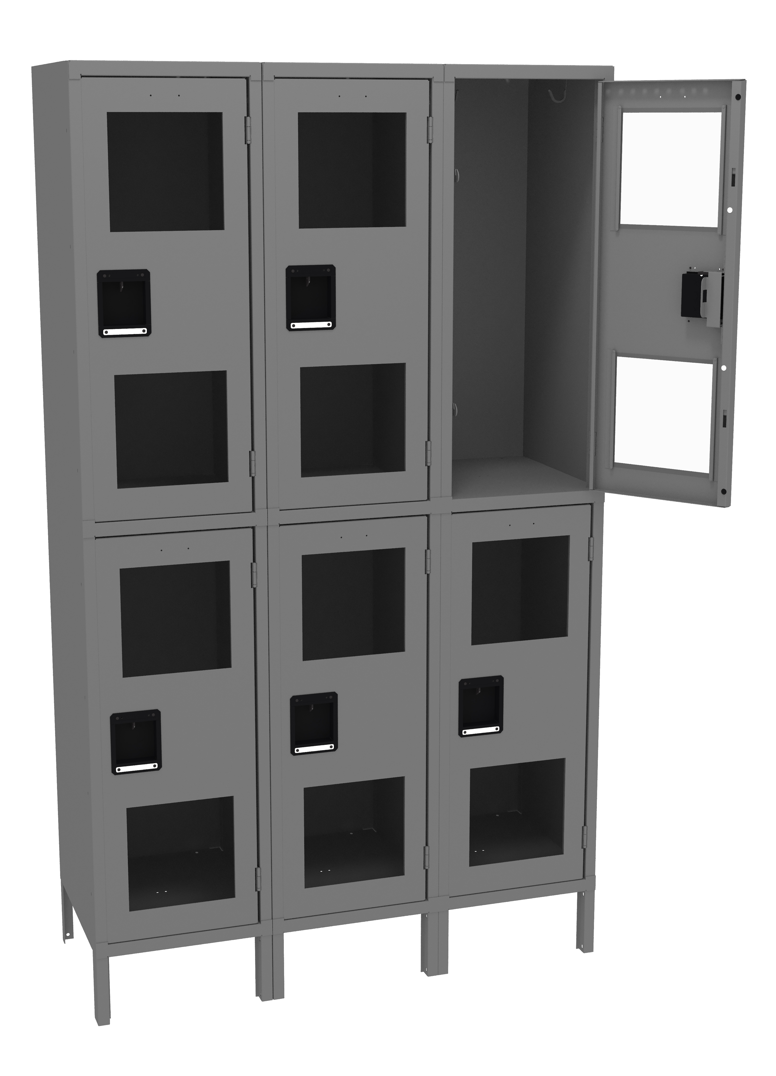 Tennsco Double Tier C-Thru Locker – Three Wide With Legs (Assembled)