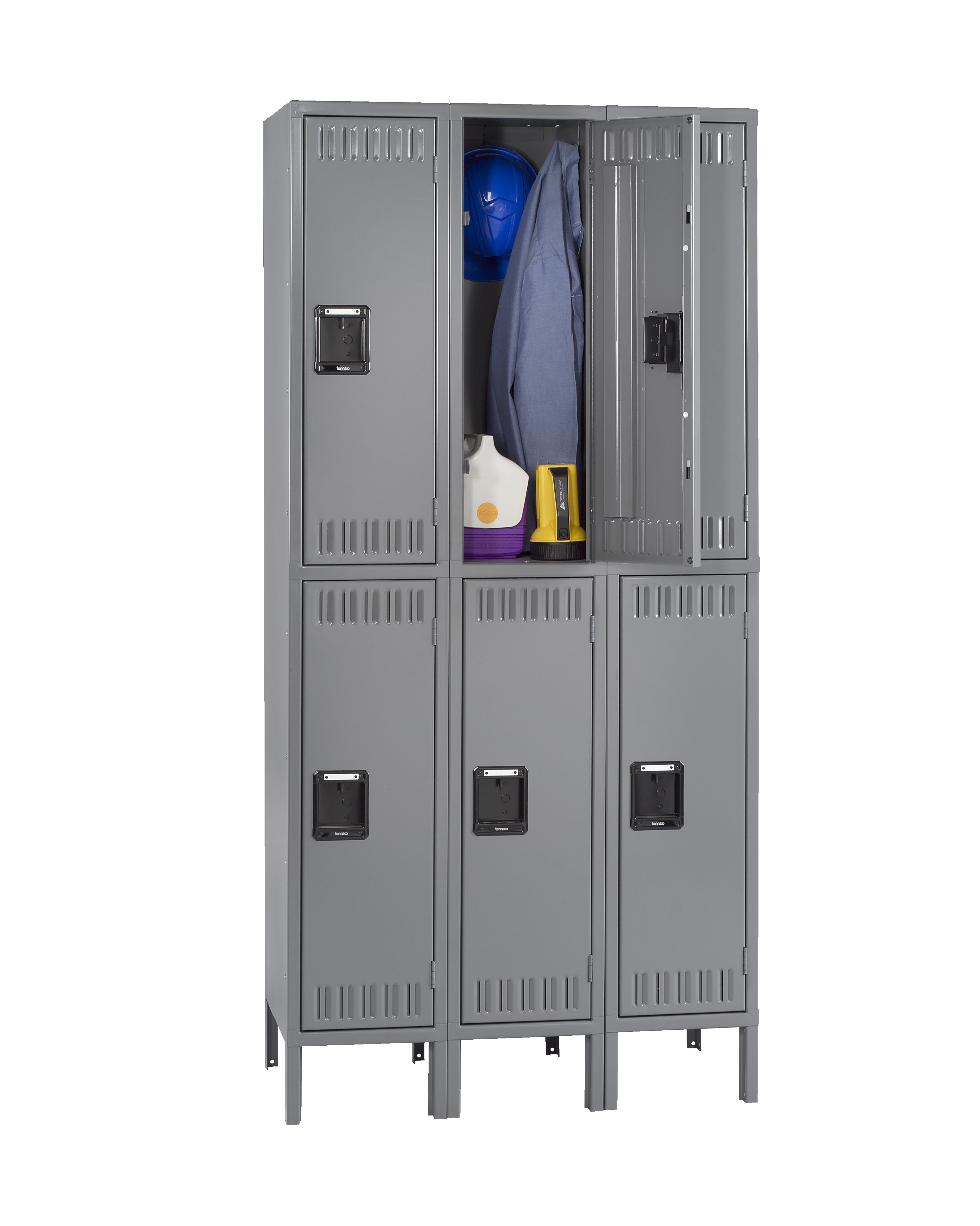 Tennsco Double Tier Locker With Legs, Triple Stack, 36w X 18d X 78h, Medium Gray DTS-121836-3-MGY, Tennsco Double Tier Locker With Legs, Triple Stack, 36w X 18d X 78h, Medium Gray