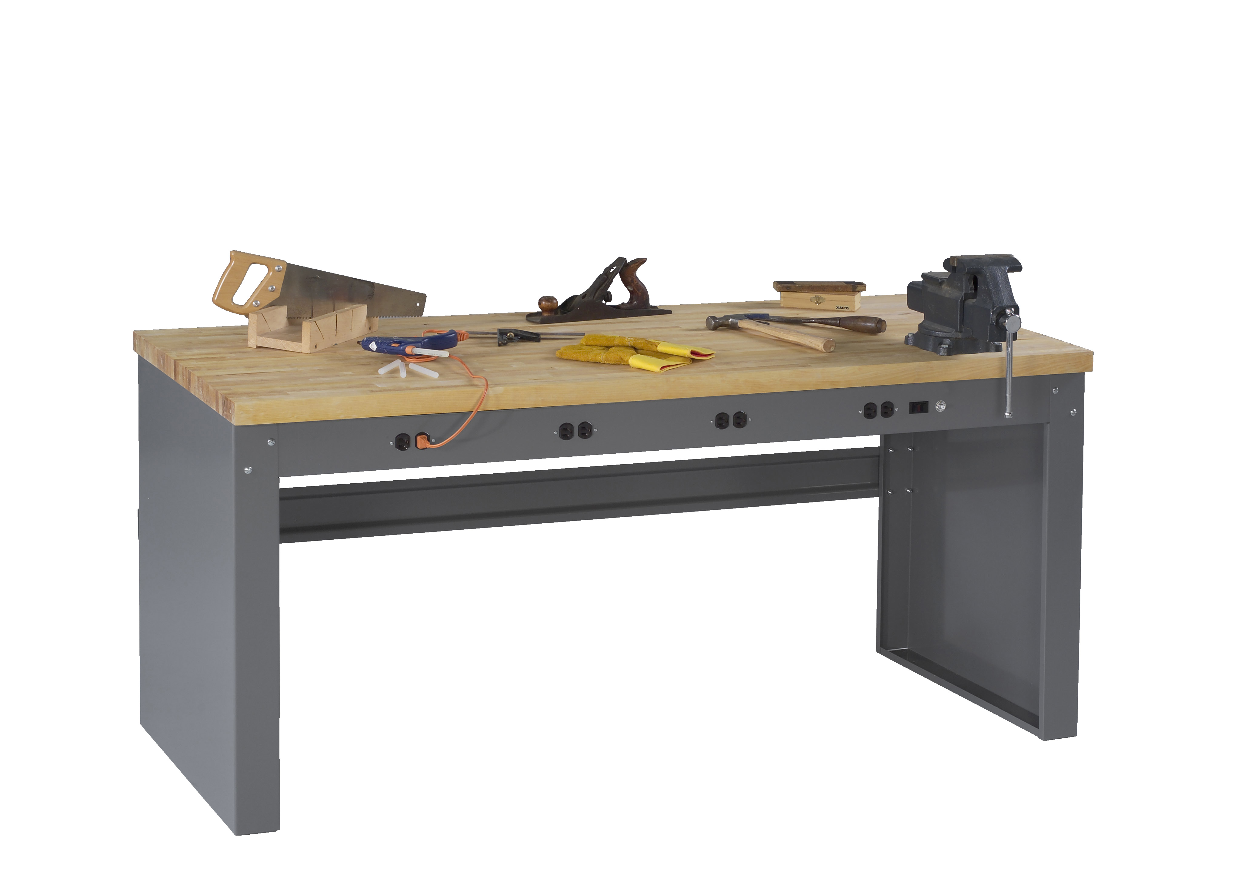 Tennsco Electronic Workbench With Maple Top And Panel Legs