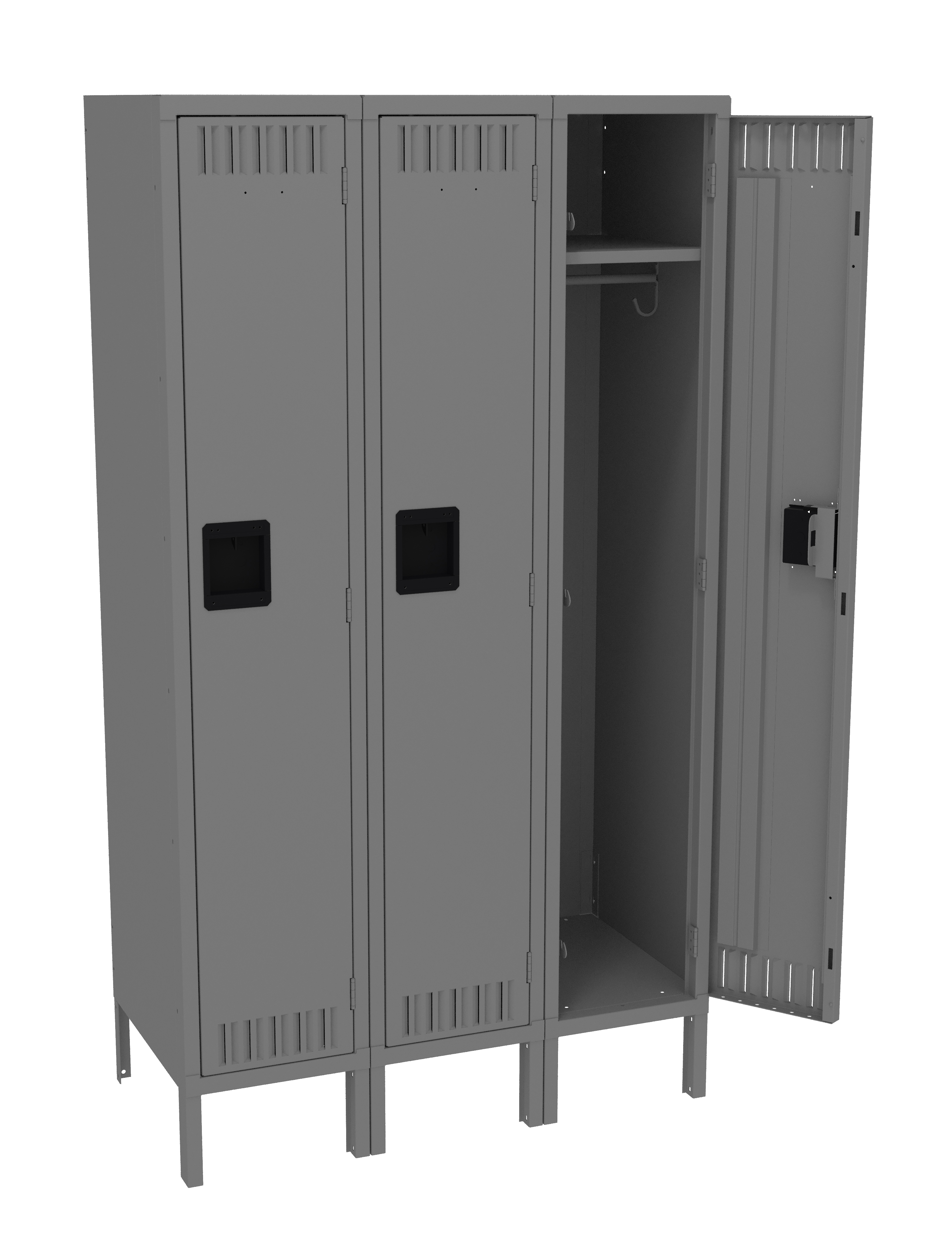 Tennsco Single Tier Locker – Three Wide With Legs (Unassembled)