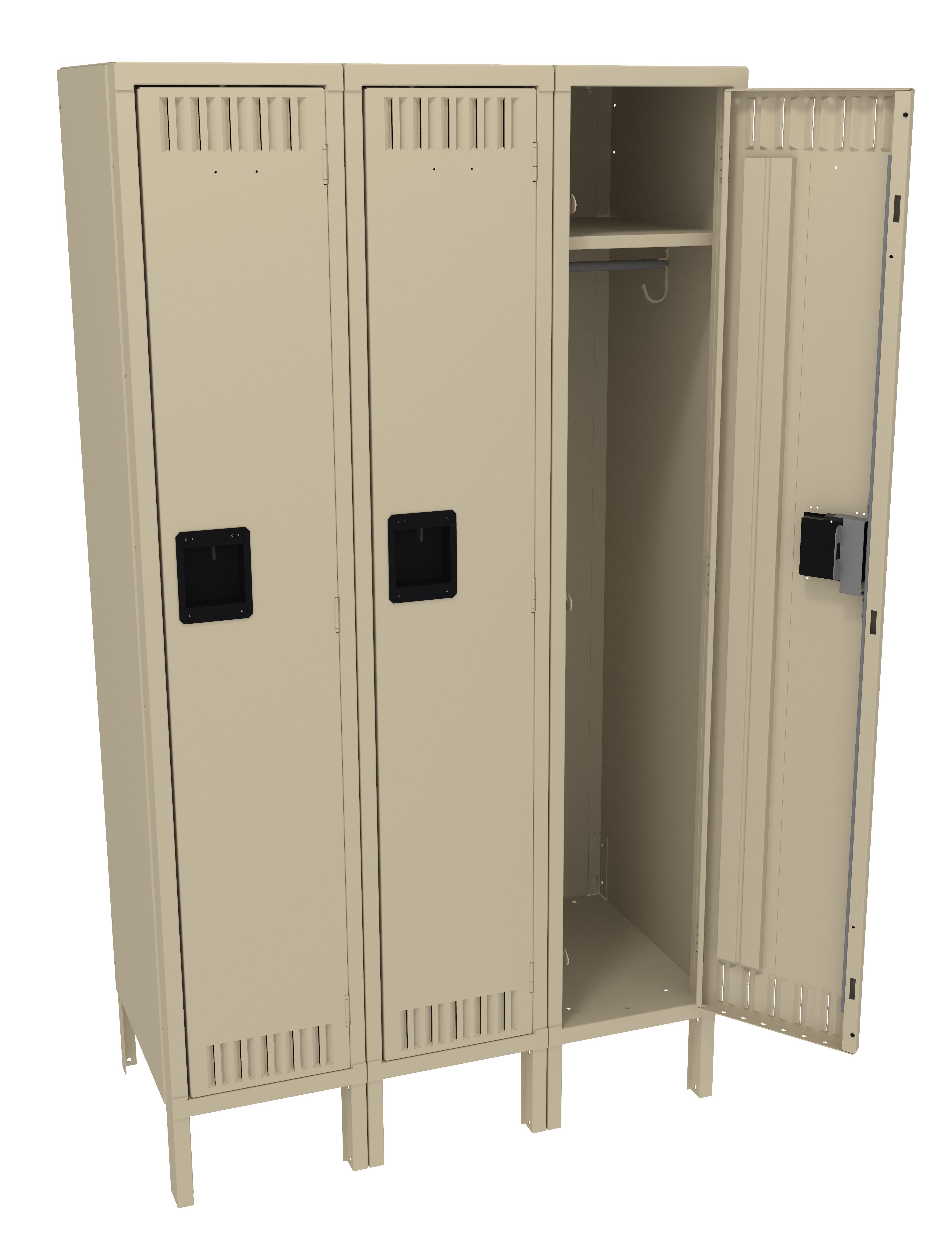 Tennsco Single Tier Locker – Three Wide With Legs (Assembled)