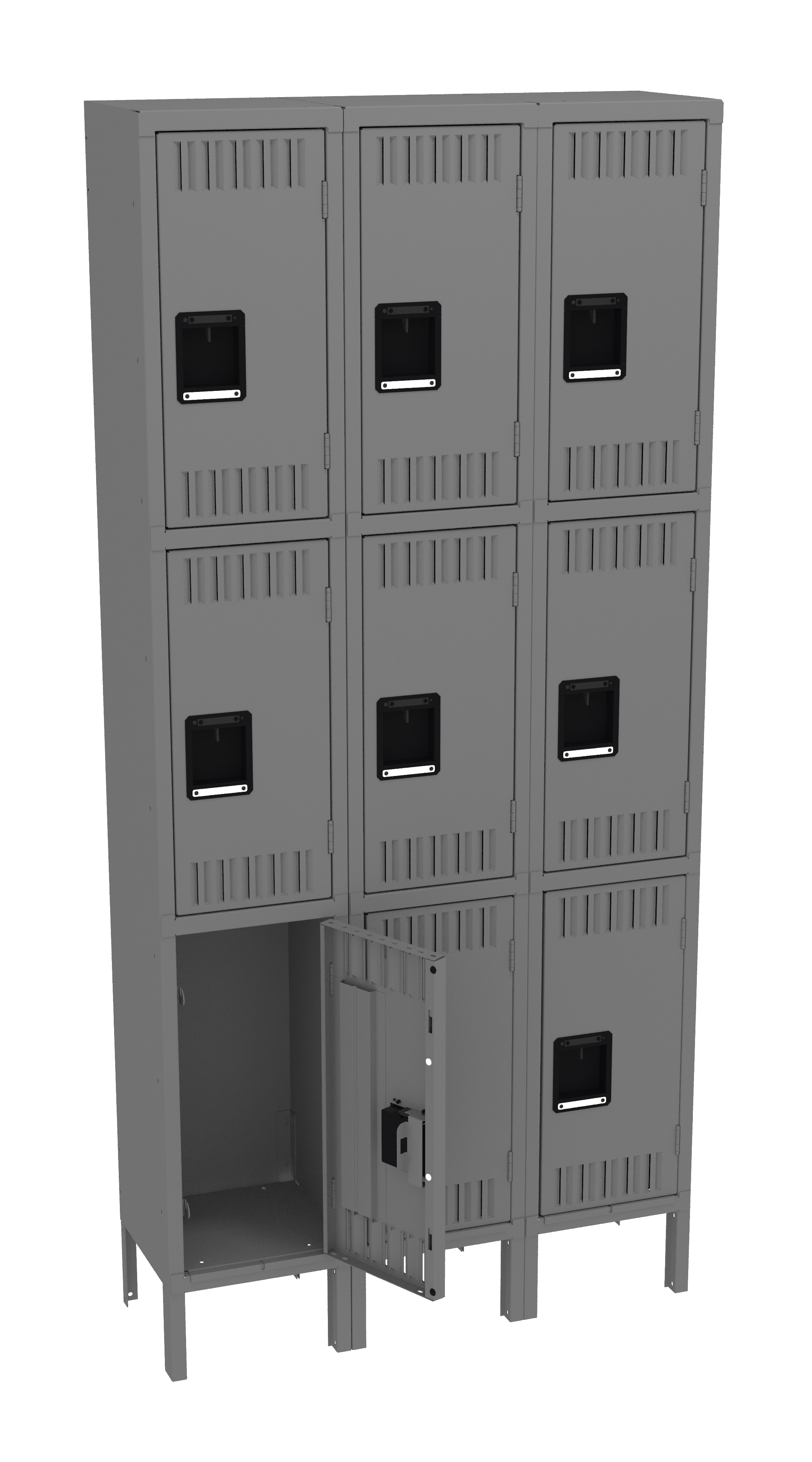 - Triple With Three Easy - Tennsco Made Locker Legs - Tier (Assembled) Wide Storage